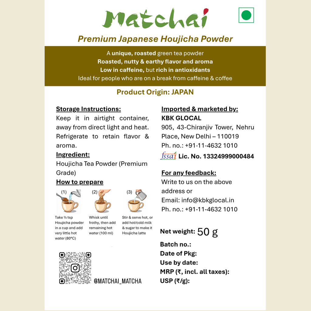 Japanese Houjicha Tea Powder (Premium grade)